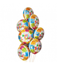 Композиция из шаров с гелием "Ко дню рождения"